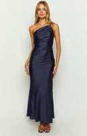 Navy maxi dress on brunette model