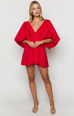 Torie Red Short Sleeve Mini Dress Image