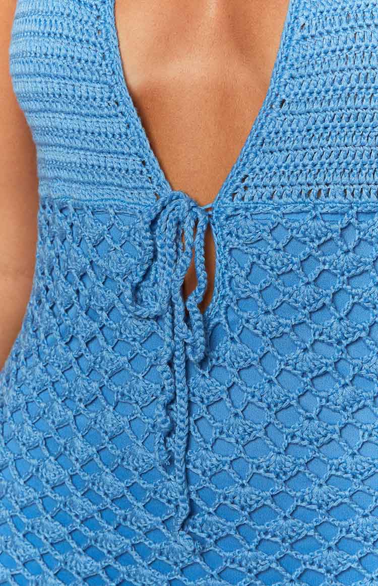 Tulip Blue Crochet Mini Dress