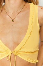 Tusk Yellow Tie Up Crop Top Image