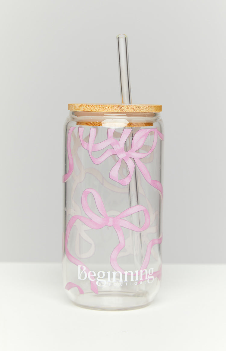 Twinkle Pink Bow Glass Tumbler Image