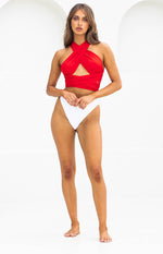 Vera Wrap Crop Top Red Image