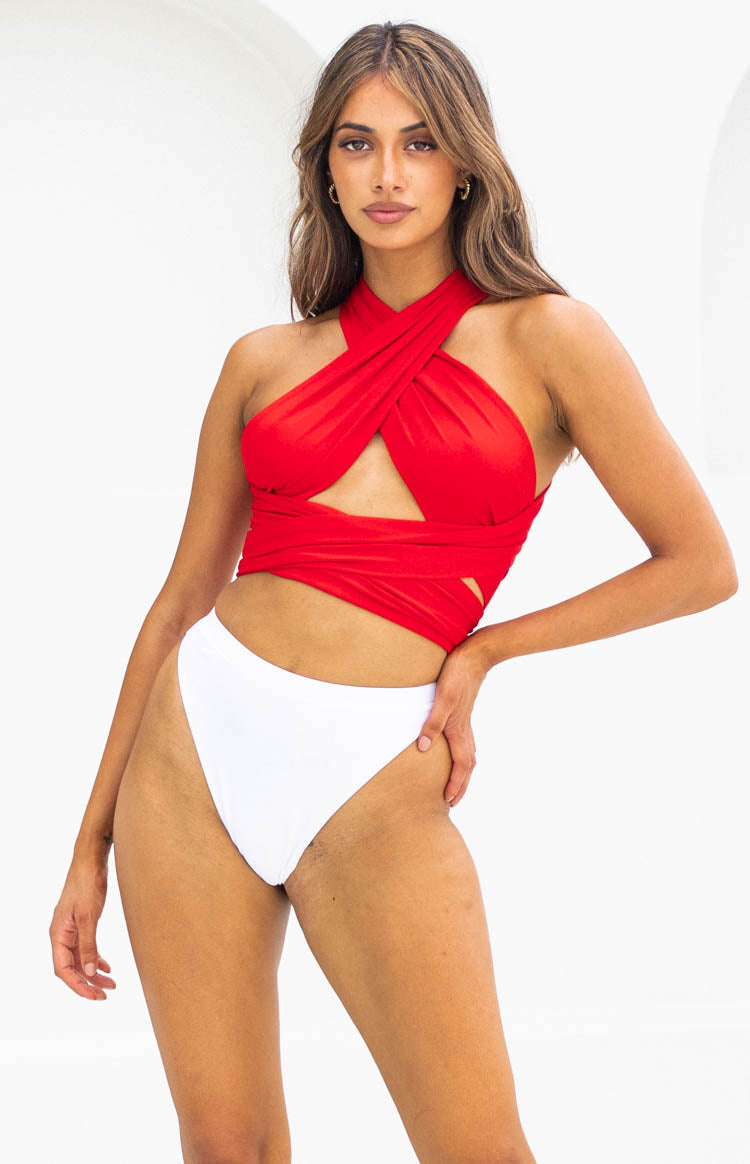 Vera Wrap Crop Top Red Image