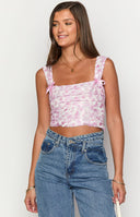 Vida Pink Lace Bow Top