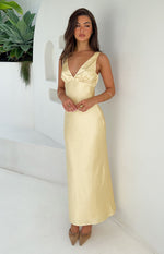 Verlaine Yellow Satin Maxi Dress Image