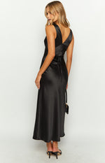 Verlaine Black Satin Maxi Dress Image