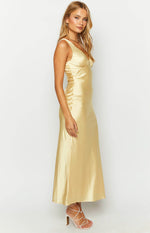 Verlaine Yellow Satin Maxi Dress Image