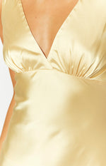 Verlaine Yellow Satin Maxi Dress Image