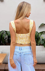 Vida Yellow Lace Bow Top Image