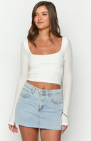 Vida White Long Sleeve Top