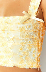 Vida Yellow Lace Bow Top Image