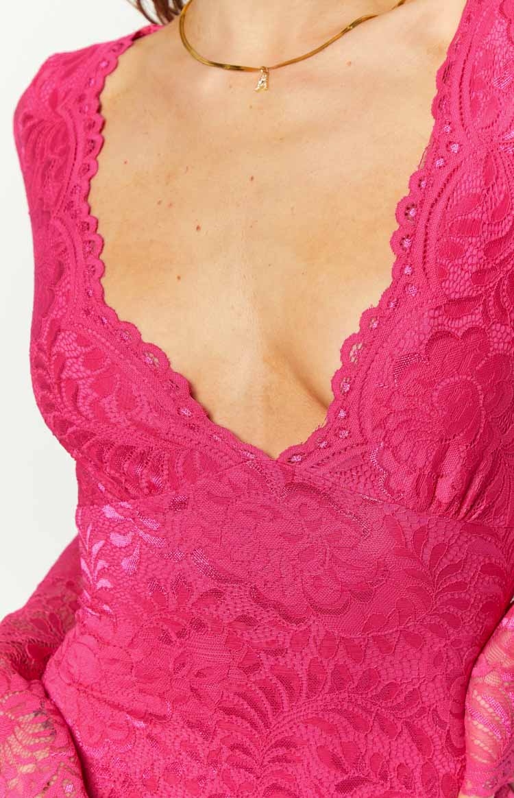 Viera Pink Lace Mini Dress