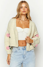 Vine White Rose Embellished Cardigan Image