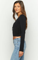 Vortex Black Long Sleeve Knit Top Image