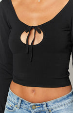 Vortex Black Long Sleeve Knit Top Image