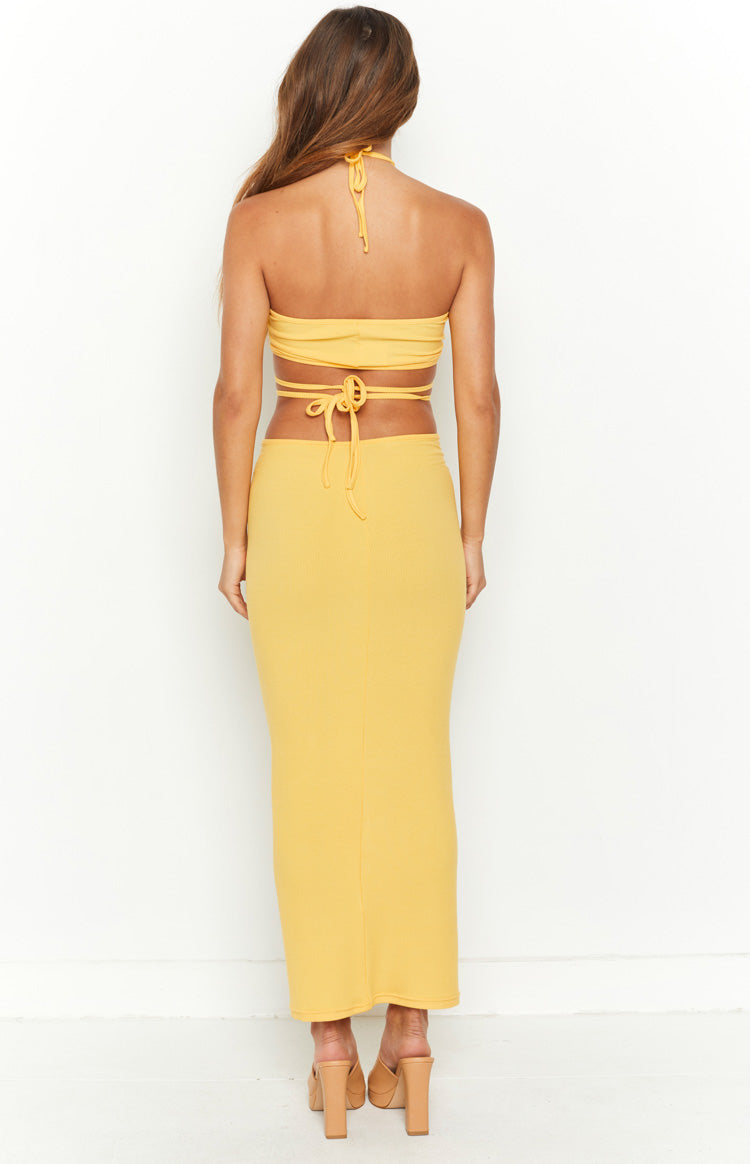 Whatever Your Mood Yellow Midi Dress Image