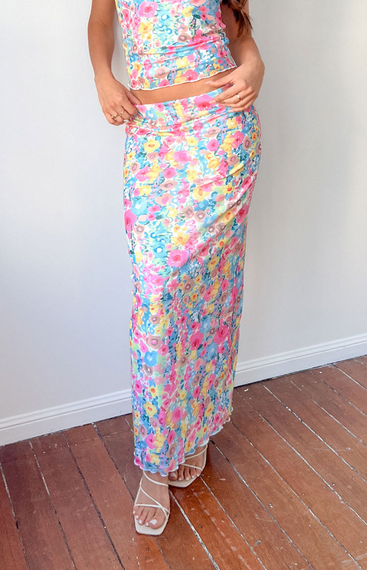 Sequin floral shop maxi skirt