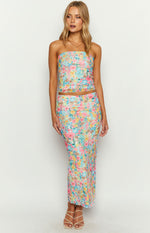 When in Rome Multi Floral Maxi Skirt Image