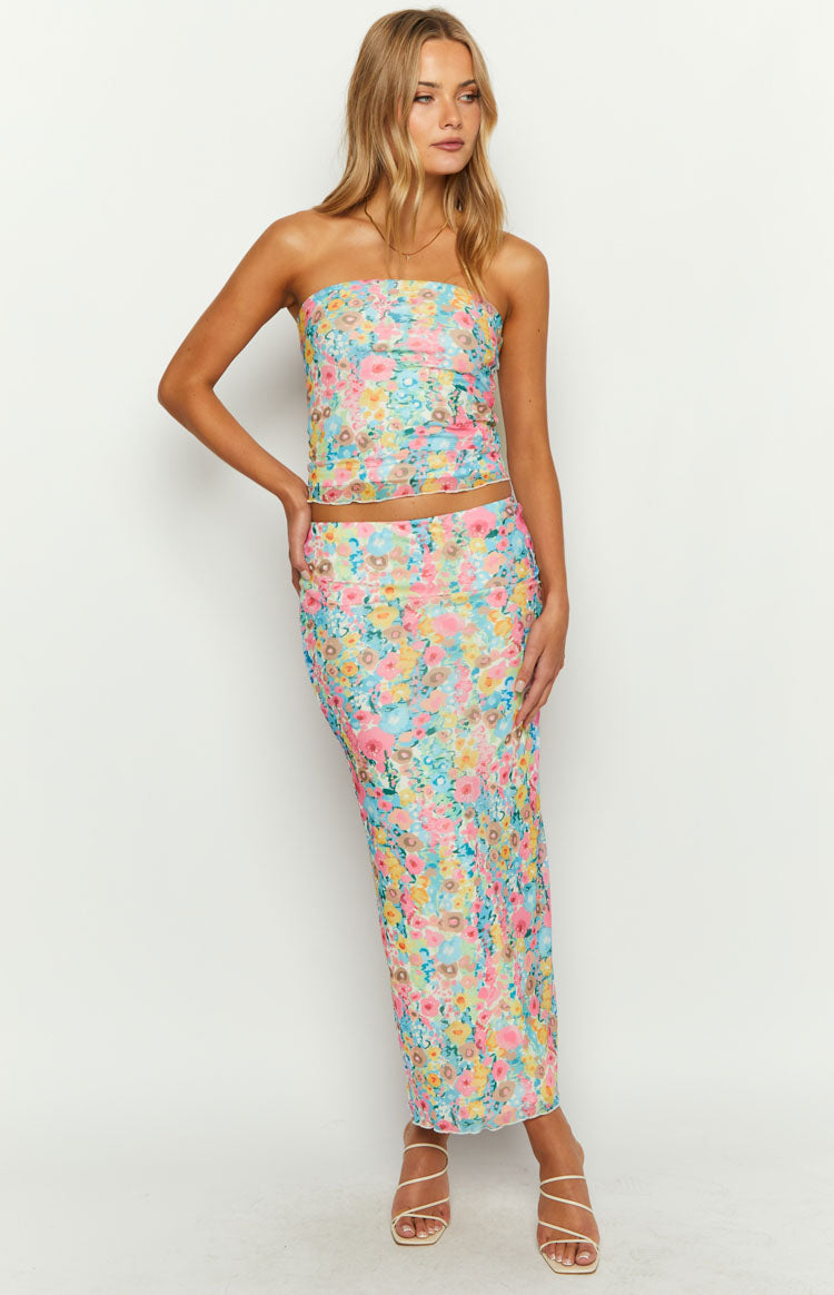 When in Rome Multi Floral Maxi Skirt Image