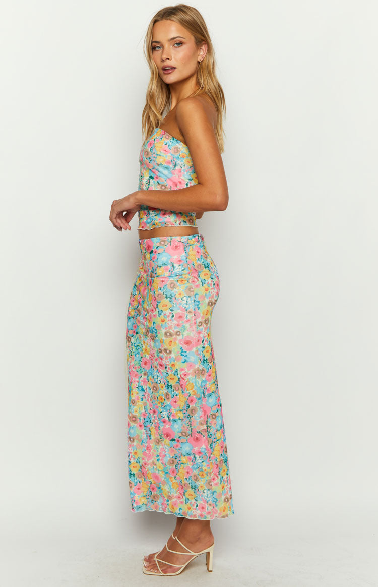 When in Rome Multi Floral Maxi Skirt Image