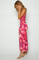 When in Rome Pink Print Mesh Maxi Skirt Image