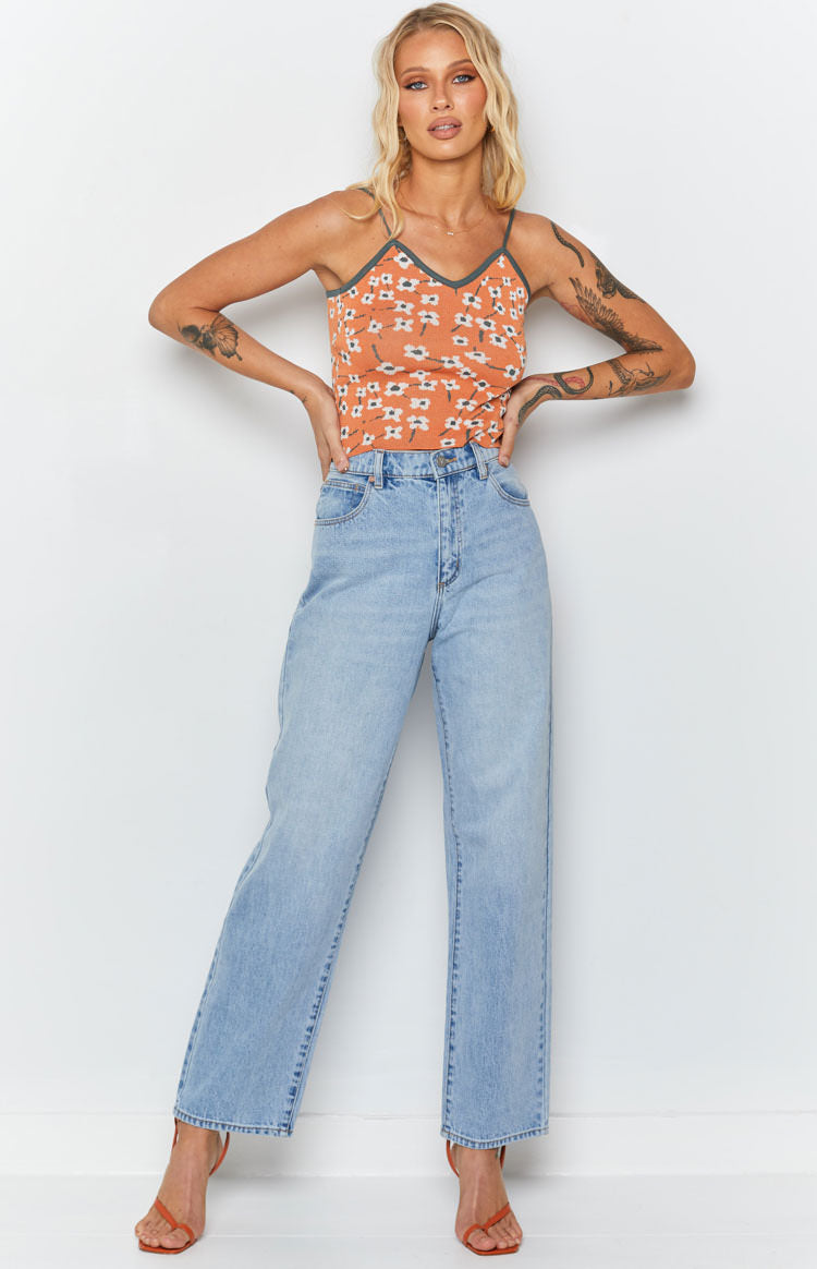 White Blossom Crop Top Orange Image