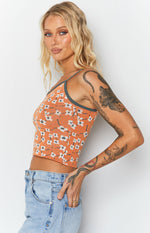 White Blossom Crop Top Orange Image