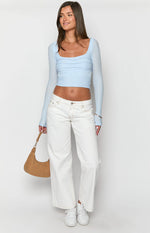 Clara Star White Denim Low Rise Jeans Image