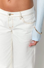 Clara Star White Denim Low Rise Jeans Image