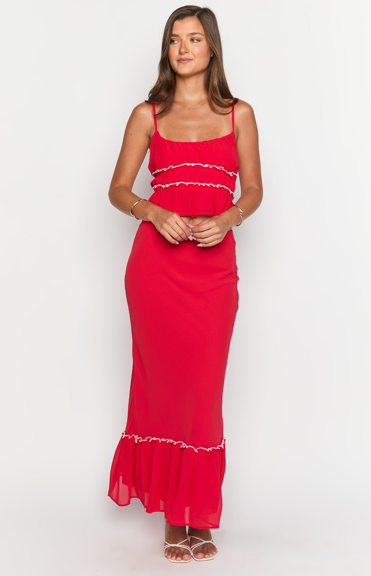 Wiatt Red Maxi Skirt Image