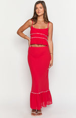 Wiatt Red Maxi Skirt Image