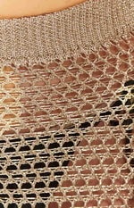 Wild Thoughts Gold Metallic Fishnet Mini Skirt Image