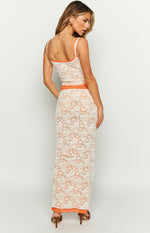 Willow Orange Contrast Lace Midi Skirt Image