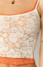 Willow Orange Contrast Lace Tank Top Image