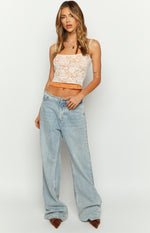 Willow Orange Contrast Lace Tank Top Image