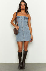 Wilma Blue Denim Corset Mini Dress Image