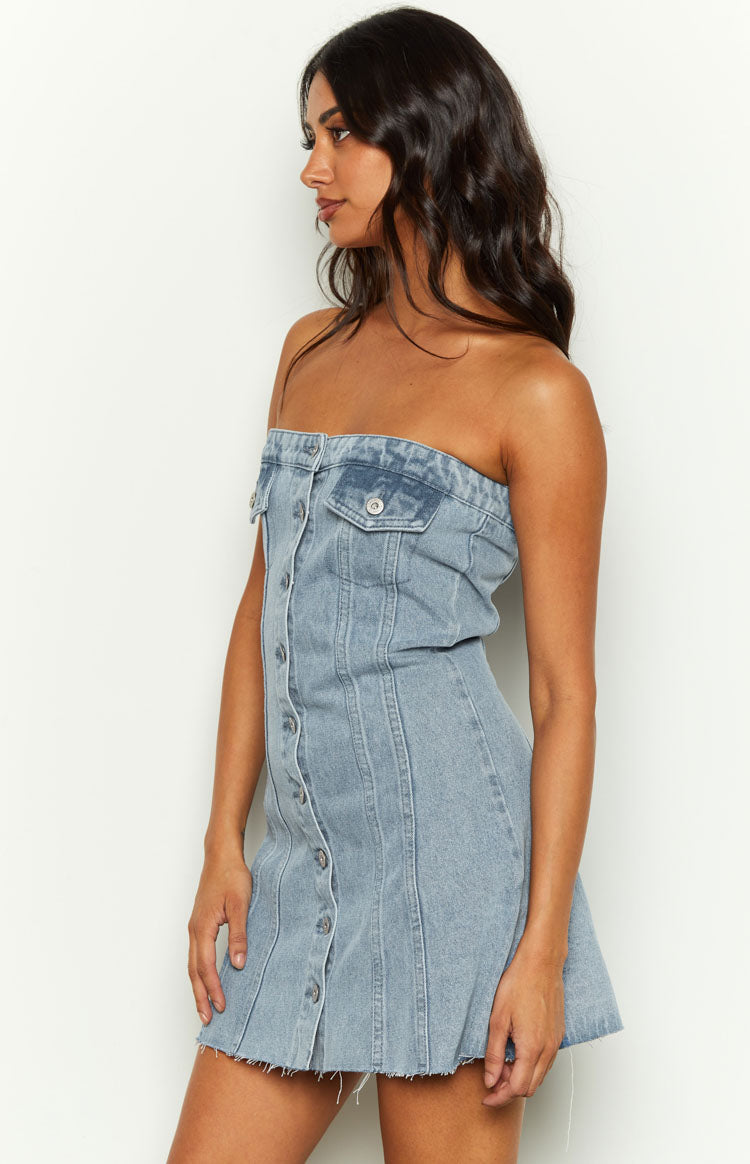 Wilma Blue Denim Corset Mini Dress Image