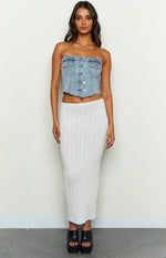 Wilma Denim Button Top Image