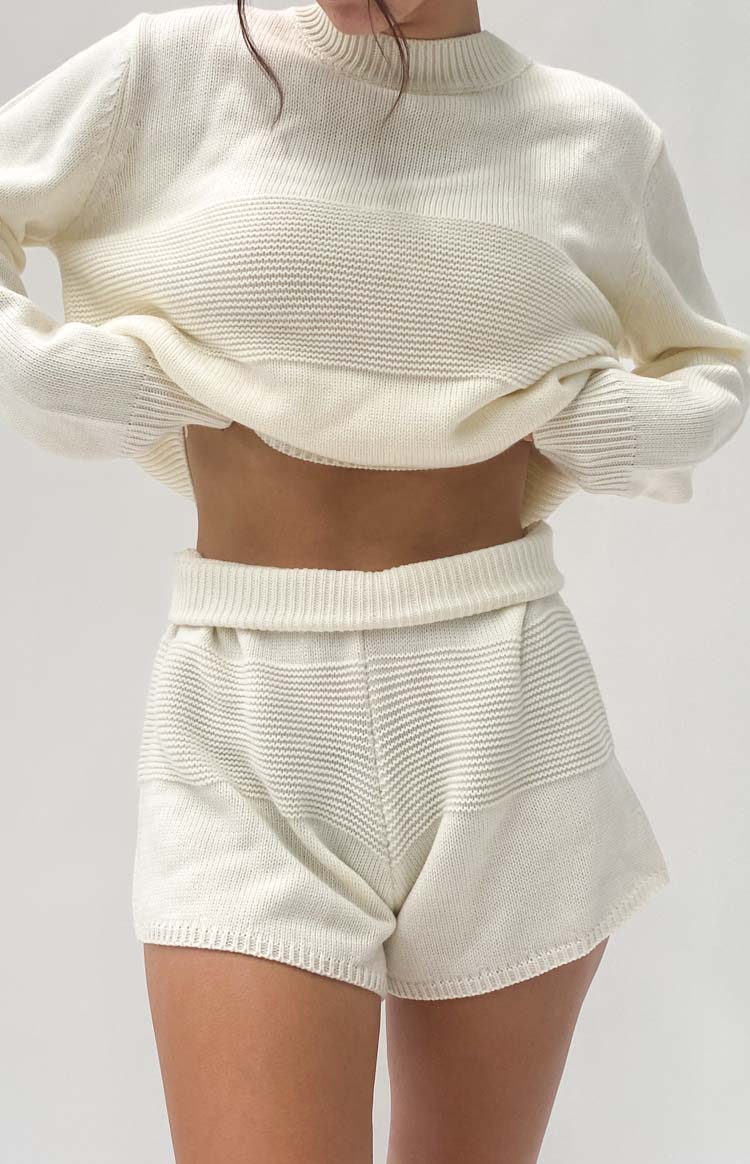 Winslee White Knit Shorts Image