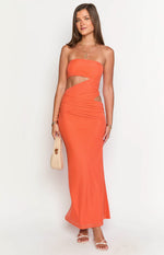 Xela Orange Strapless Maxi Dress Image