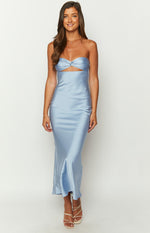 Xander Blue Satin Maxi Dress Image