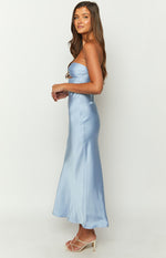 Xander Blue Satin Maxi Dress Image