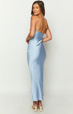 Xander Blue Satin Maxi Dress Image