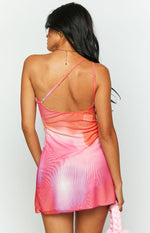 Yas Pink Print One Shoulder Mini Dress Image