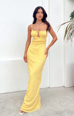 Yitra Yellow Chiffon Maxi Dress Image