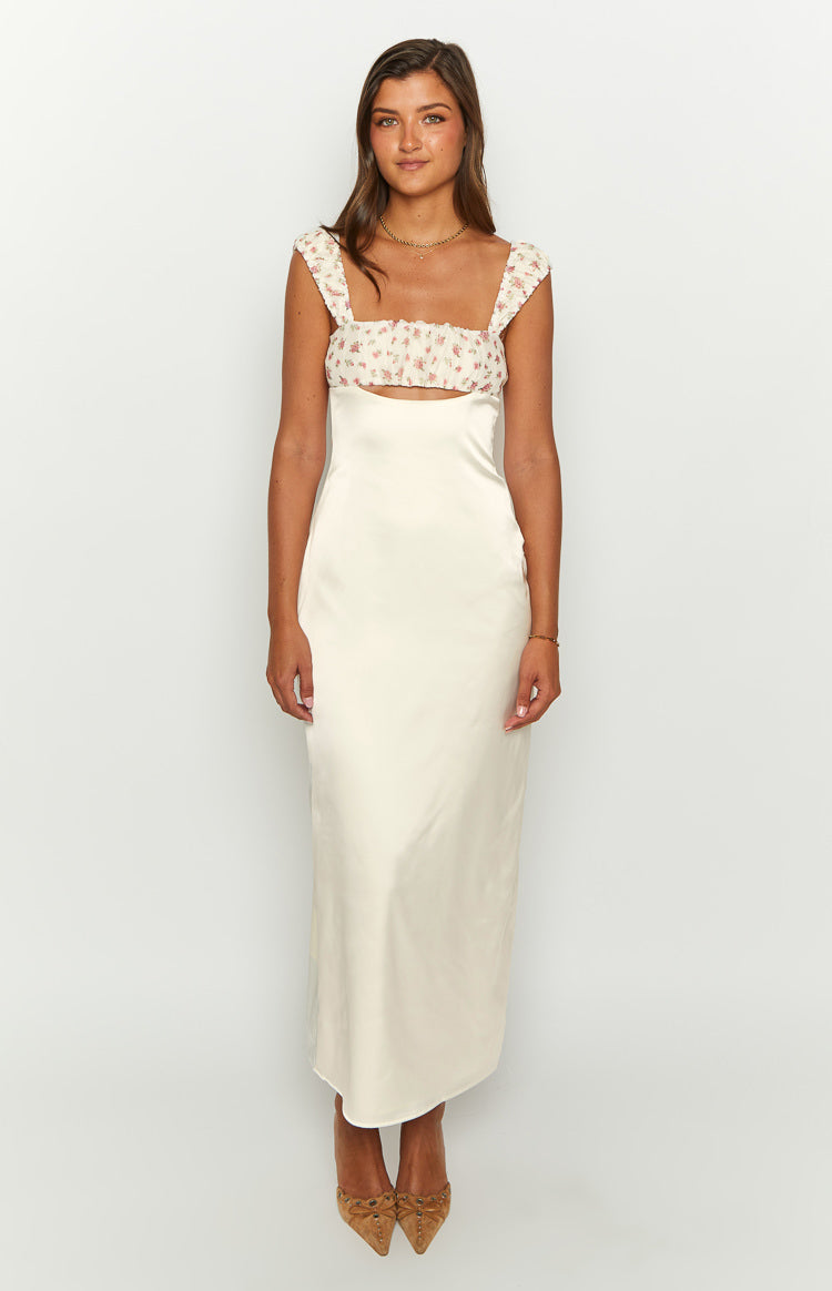 Yolandah Cream Chiffon Maxi Dress Image