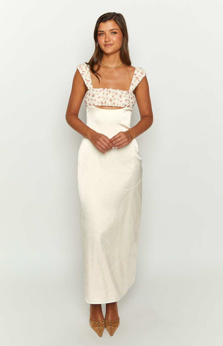 Yolandah Cream Chiffon Maxi Dress Image