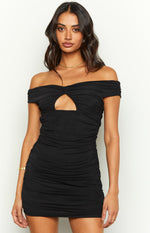 Your Love Black Mesh Off Shoulder Mini Dress Image