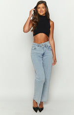 Yvette Black Knit Crop Top Image