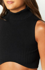 Yvette Black Knit Crop Top Image